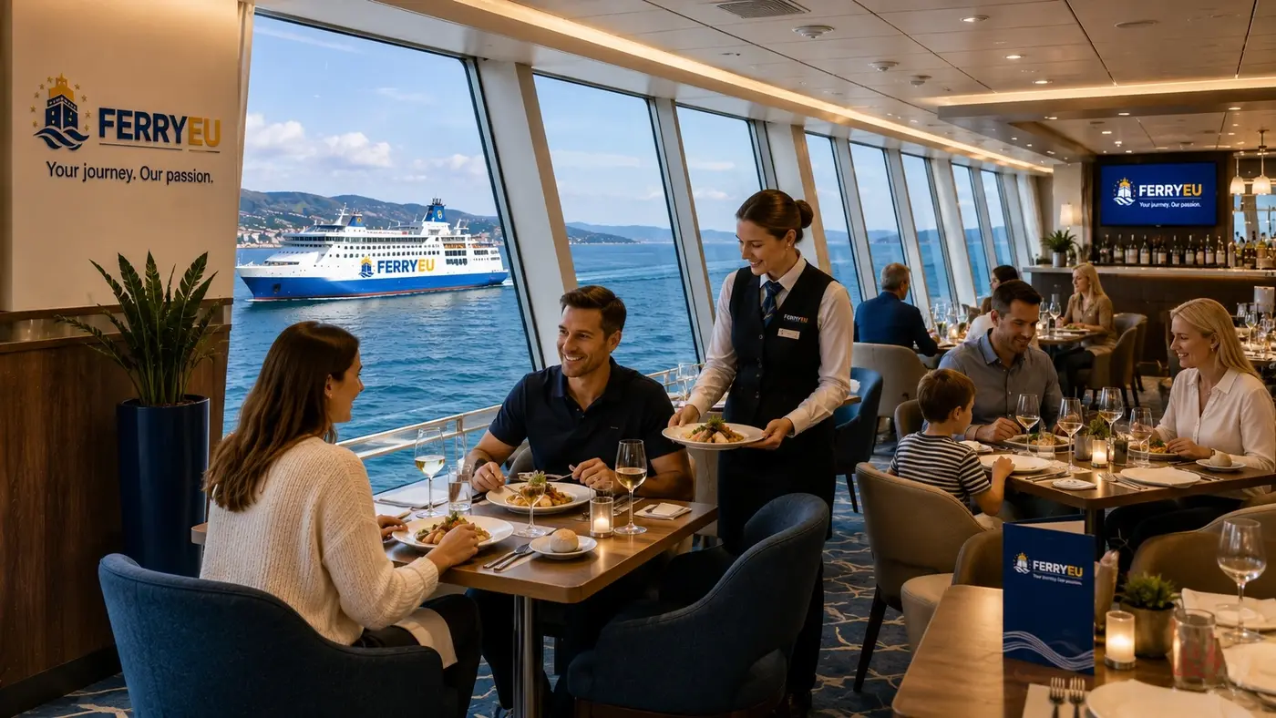 Ristoranti, caffè, Wi-Fi e spazi esterni: traghetto, rotte e servizi passeggeri