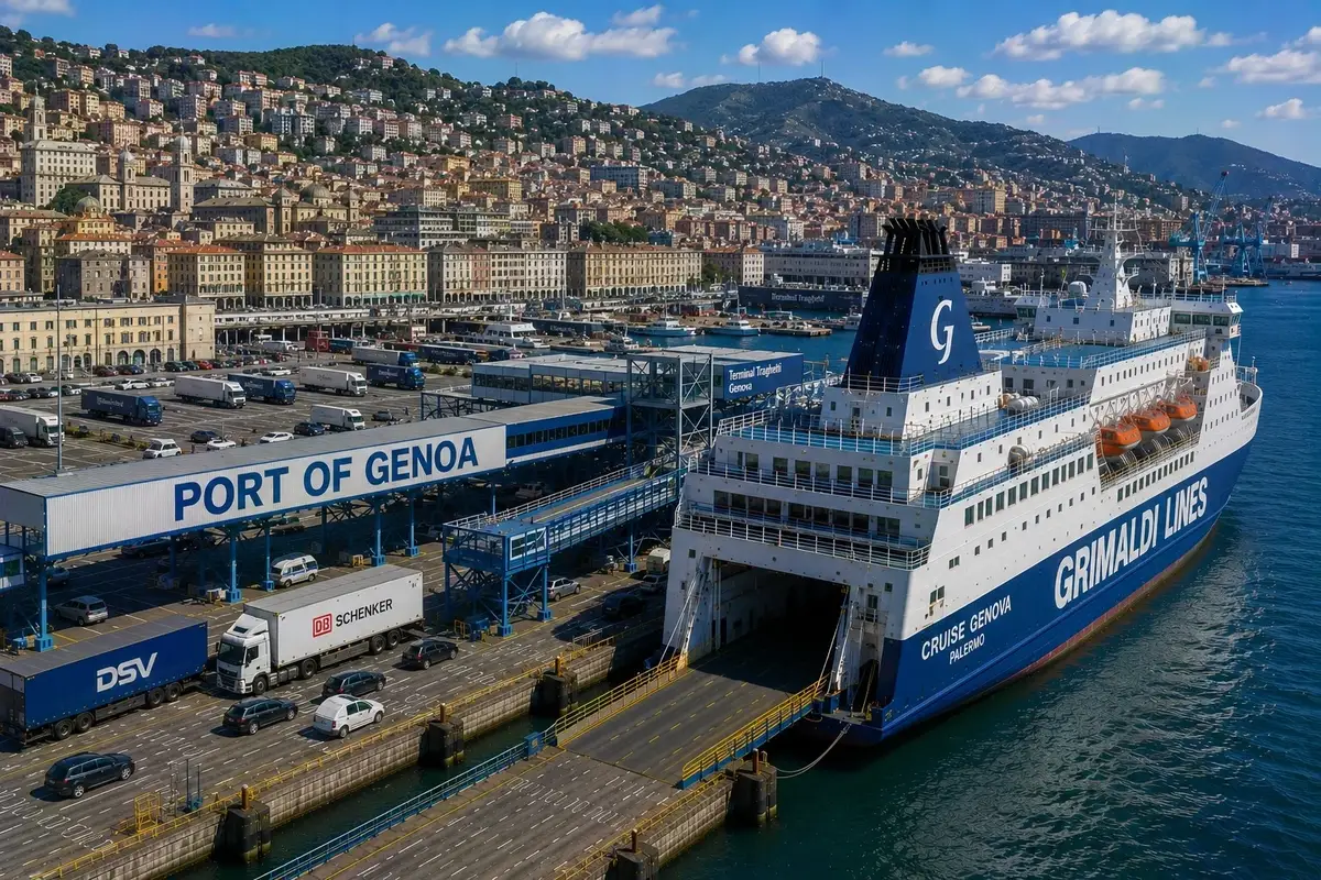 Porto dei traghetti di Genova in Liguria